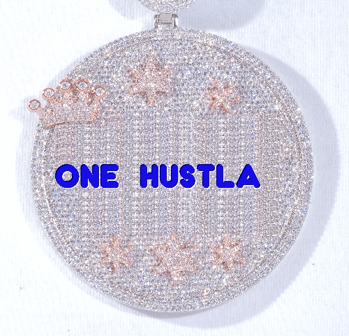 CUSTOM LETTER NECKLACE 3D BIG CROWN DISC