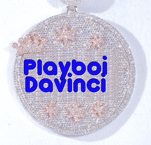 CUSTOM LETTER NECKLACE 3D BIG CROWN DISC