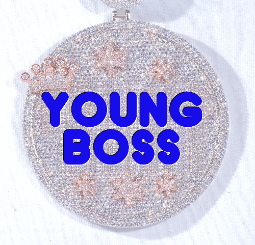 CUSTOM LETTER NECKLACE 3D BIG CROWN DISC