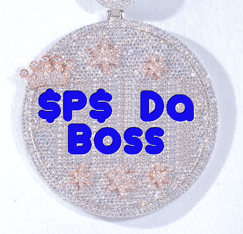 CUSTOM LETTER NECKLACE 3D BIG CROWN DISC