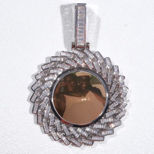Large 3D Baguette Custom Picture Pendant