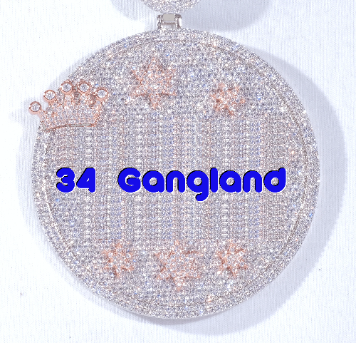 CUSTOM LETTER NECKLACE 3D BIG CROWN DISC