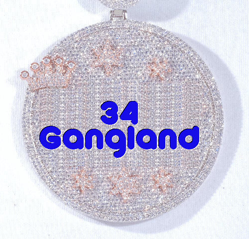 CUSTOM LETTER NECKLACE 3D BIG CROWN DISC