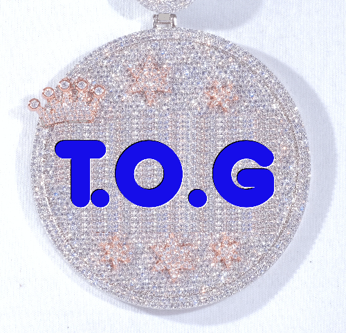 CUSTOM LETTER NECKLACE 3D BIG CROWN DISC
