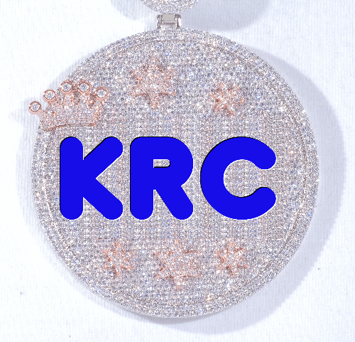CUSTOM LETTER NECKLACE 3D BIG CROWN DISC