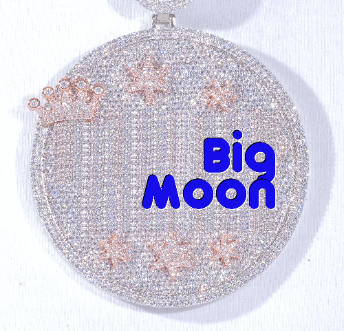 CUSTOM LETTER NECKLACE 3D BIG CROWN DISC