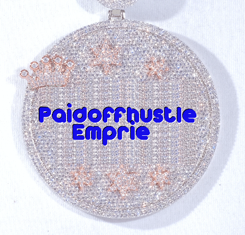 CUSTOM LETTER NECKLACE 3D BIG CROWN DISC