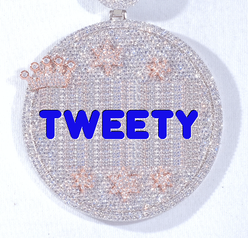 CUSTOM LETTER NECKLACE 3D BIG CROWN DISC
