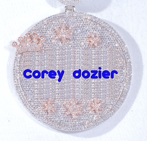 CUSTOM LETTER NECKLACE 3D BIG CROWN DISC