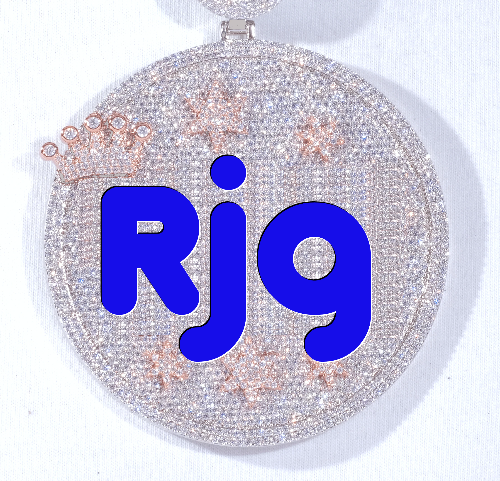 CUSTOM LETTER NECKLACE 3D BIG CROWN DISC