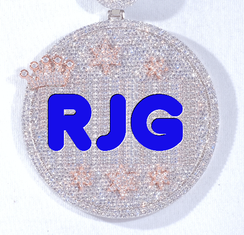 CUSTOM LETTER NECKLACE 3D BIG CROWN DISC