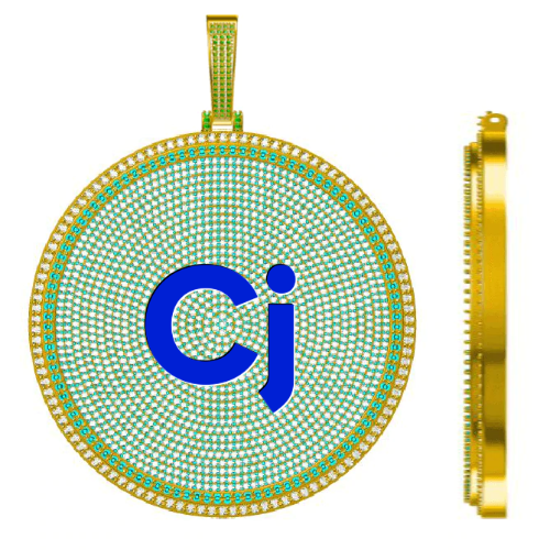 CUSTOM LETTER NECKLACE 3D BIG DISC