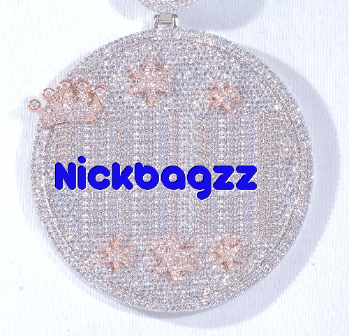 CUSTOM LETTER NECKLACE 3D BIG CROWN DISC