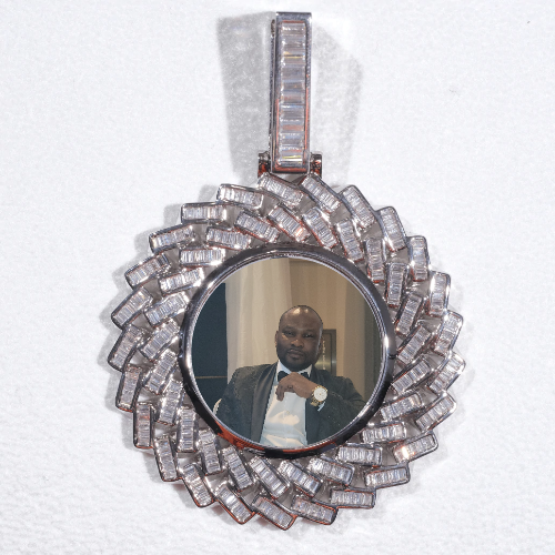Large 3D Baguette Custom Picture Pendant