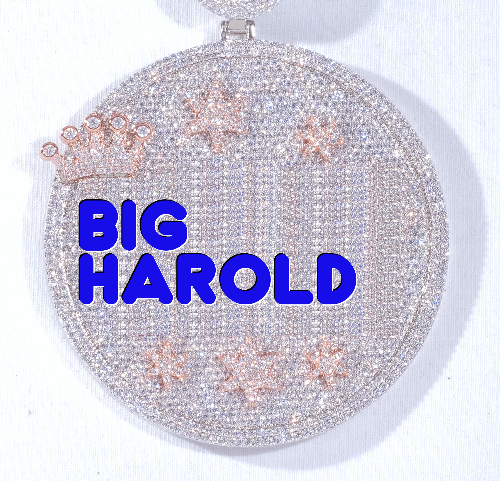 CUSTOM LETTER NECKLACE 3D BIG CROWN DISC