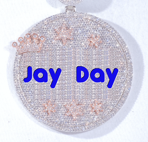 CUSTOM LETTER NECKLACE 3D BIG CROWN DISC