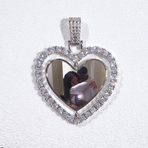 3D Spinning 2-Faced Heart Custom Picture Pendant