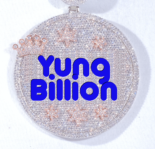 CUSTOM LETTER NECKLACE 3D BIG CROWN DISC