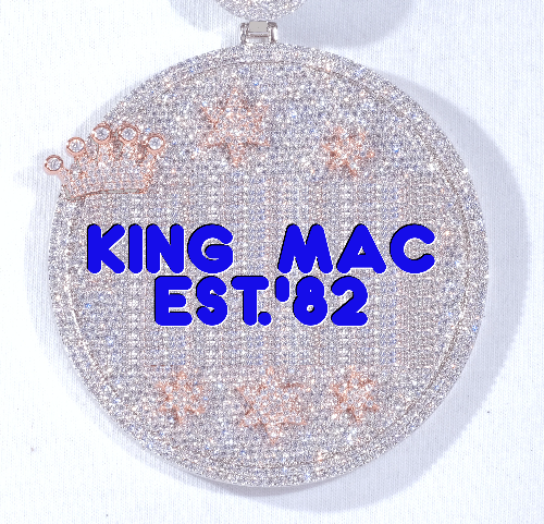 CUSTOM LETTER NECKLACE 3D BIG CROWN DISC