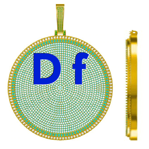 CUSTOM LETTER NECKLACE 3D BIG DISC