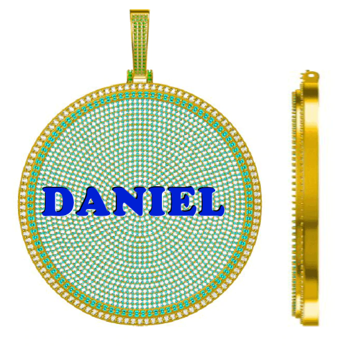CUSTOM LETTER NECKLACE 3D BIG DISC