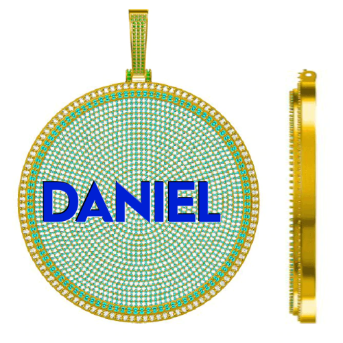 CUSTOM LETTER NECKLACE 3D BIG DISC
