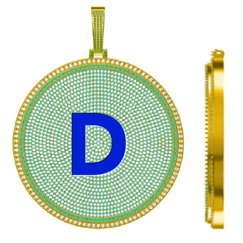 CUSTOM LETTER NECKLACE 3D BIG DISC