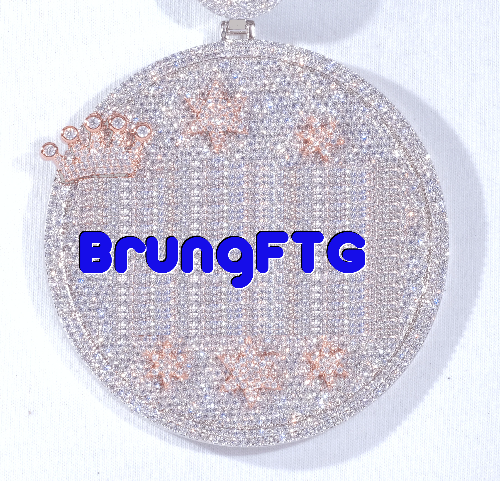 CUSTOM LETTER NECKLACE 3D BIG CROWN DISC