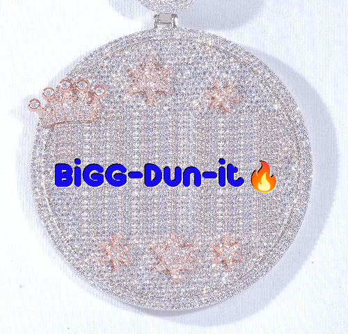 CUSTOM LETTER NECKLACE 3D BIG CROWN DISC