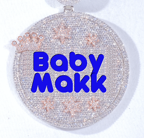 CUSTOM LETTER NECKLACE 3D BIG CROWN DISC