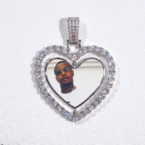 3D Spinning 2-Faced Heart Custom Picture Pendant