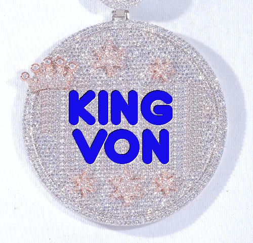 CUSTOM LETTER NECKLACE 3D BIG CROWN DISC