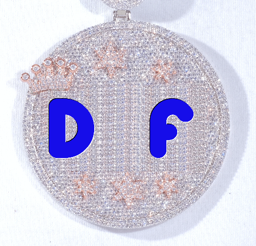 CUSTOM LETTER NECKLACE 3D BIG CROWN DISC