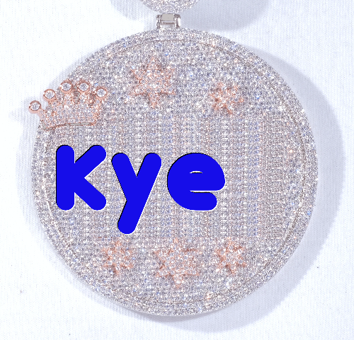 CUSTOM LETTER NECKLACE 3D BIG CROWN DISC