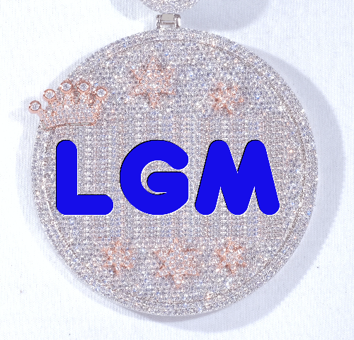 CUSTOM LETTER NECKLACE 3D BIG CROWN DISC
