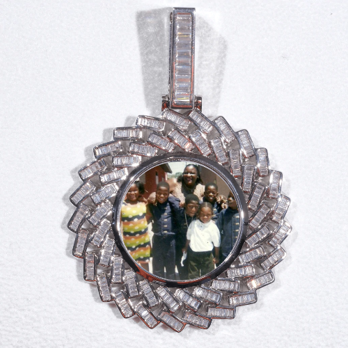 Large 3D Baguette Custom Picture Pendant