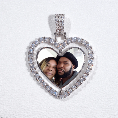 3D Spinning 2-Faced Heart Custom Picture Pendant