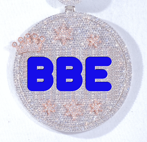 CUSTOM LETTER NECKLACE 3D BIG CROWN DISC