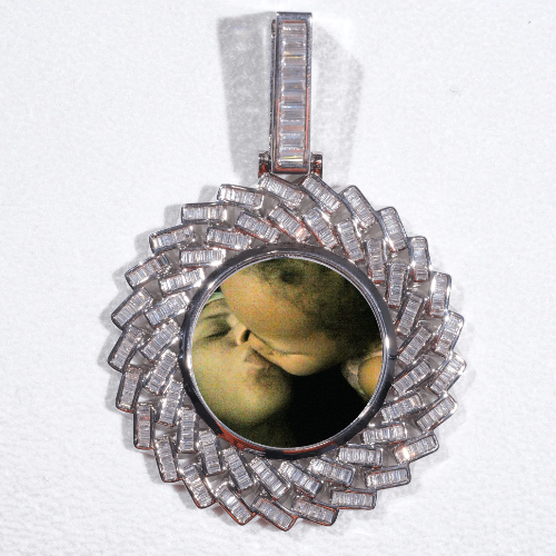 Large 3D Baguette Custom Picture Pendant