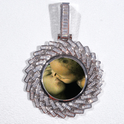 Large 3D Baguette Custom Picture Pendant
