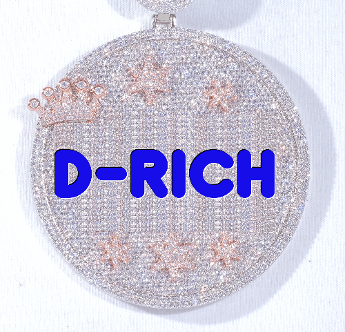 CUSTOM LETTER NECKLACE 3D BIG CROWN DISC