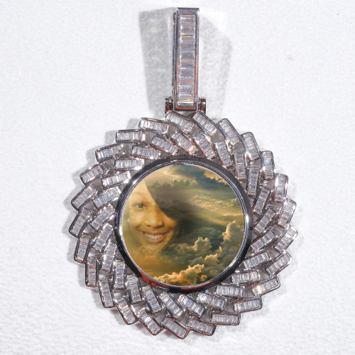 Large 3D Baguette Custom Picture Pendant