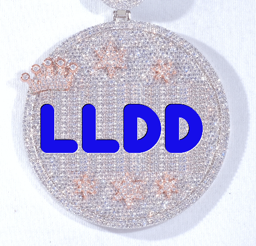 CUSTOM LETTER NECKLACE 3D BIG CROWN DISC