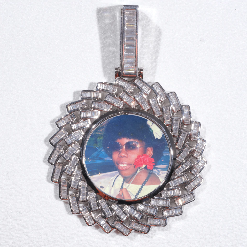 Large 3D Baguette Custom Picture Pendant