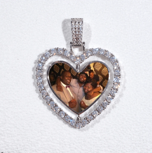 3D Spinning 2-Faced Heart Custom Picture Pendant