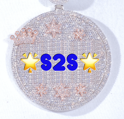 CUSTOM LETTER NECKLACE 3D BIG CROWN DISC
