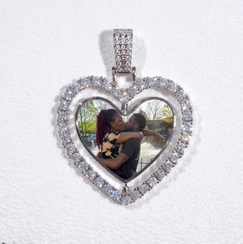3D Spinning 2-Faced Heart Custom Picture Pendant