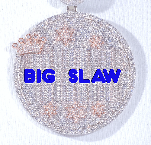 CUSTOM LETTER NECKLACE 3D BIG CROWN DISC