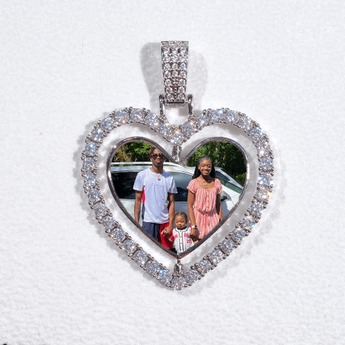 3D Spinning 2-Faced Heart Custom Picture Pendant