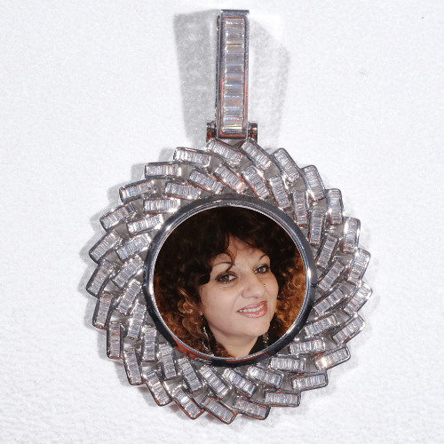 Large 3D Baguette Custom Picture Pendant